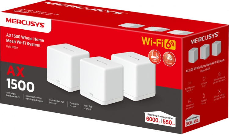 Mercusys Halo H60X WiFi 6 Mesh-system, 3-pack