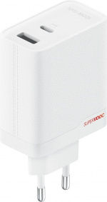 OnePlus SUPERVOOC 120 W nätadapter med dubbla portar, vit.