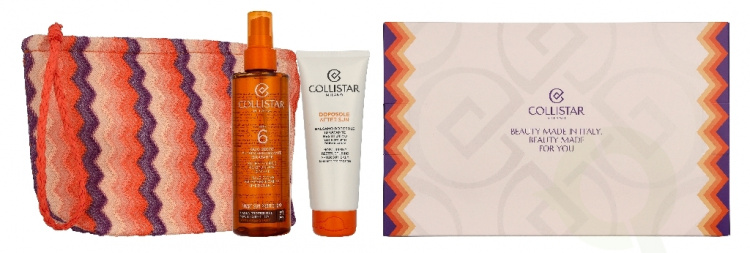 Collistar Sun Giftset 300 ml Super Tanning Dry Oil Spf6 200ml/After-Sun Balm 100ml/Pouch