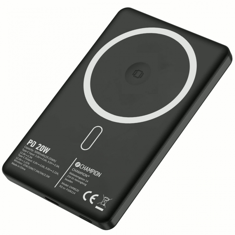 Champion Powerbank 5000mAh Magsafe-kompatibel 20W PD Svart
