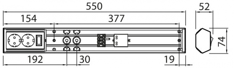 Airam Bänkbelysning LED Handy 550mm 2 x uttag IP21 Airam